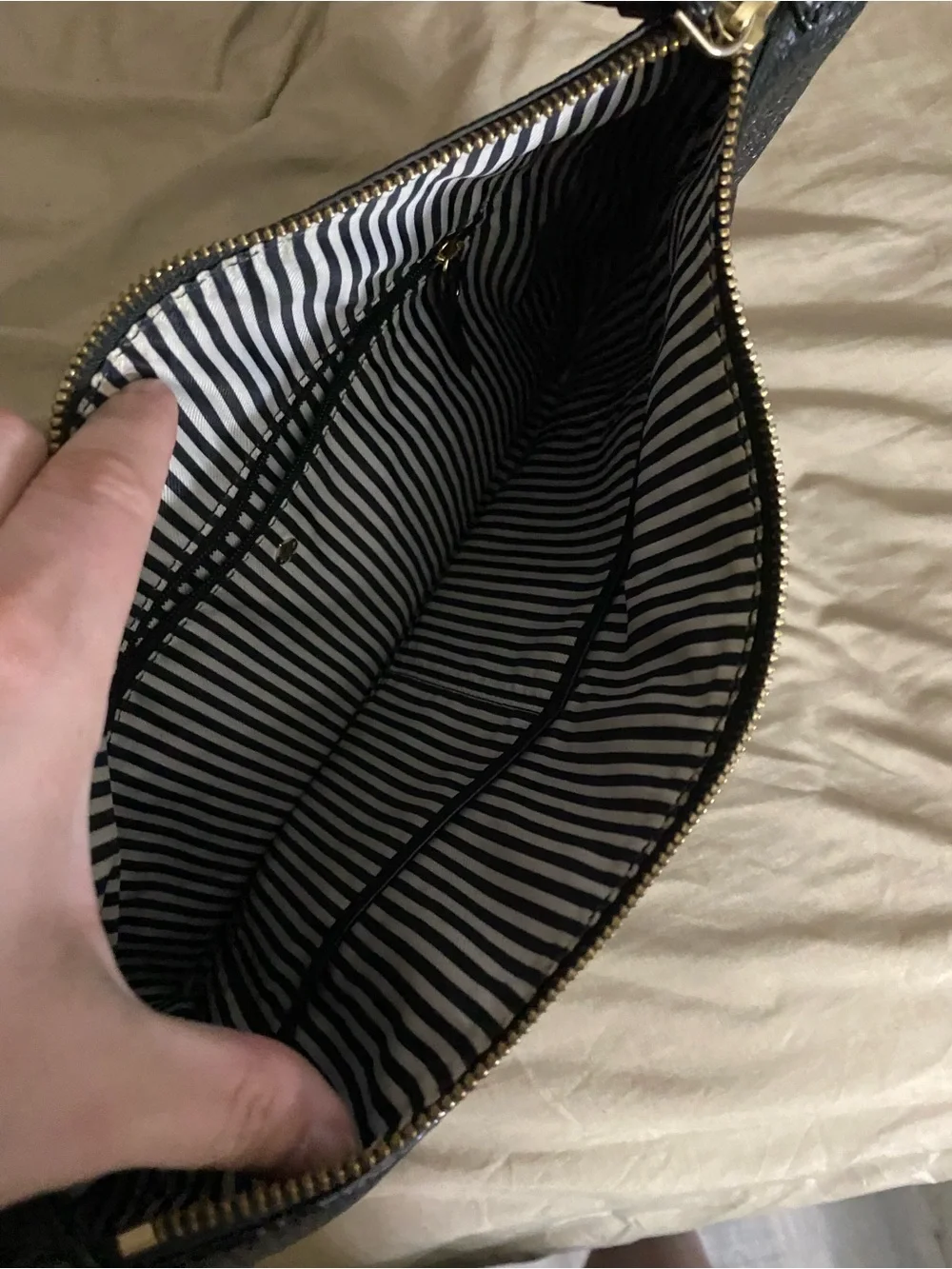 kate spade Black Pebbled Leather Hobo Bag with Gold-Tone Hardware